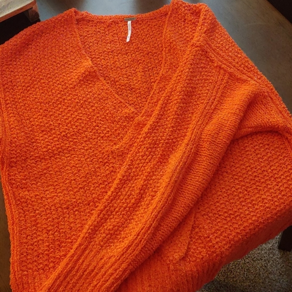 Free People orange knit sweater - Picture 3 of 4